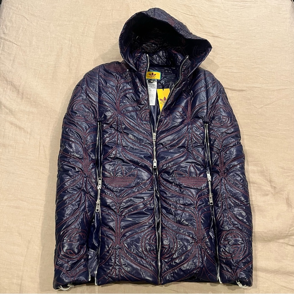 $4300 Gucci X Adidas Embroidered GG Logo Puffer Jacket